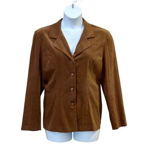 GORGEOUS WOMENS MICROFIBER SUEDE FEEL JACKET MEDIUM BROWN SIZE 16